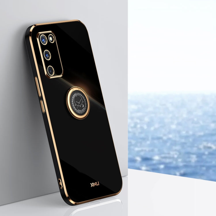 Custodia antiurto in TPU con bordo in oro placcato 6D dritto XINLI con supporto per anello, For OPPO A55 5G, For OPPO A72, For OPPO A91