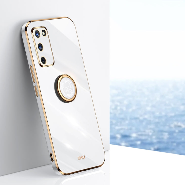 Custodia antiurto in TPU con bordo in oro placcato 6D dritto XINLI con supporto per anello, For OPPO A55 5G, For OPPO A72, For OPPO A91