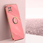 Custodia antiurto in TPU con bordo in oro placcato 6D dritto XINLI con supporto per anello, For OPPO A55 5G, For OPPO A72, For OPPO A91