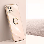 Custodia antiurto in TPU con bordo in oro placcato 6D dritto XINLI con supporto per anello, For OPPO A55 5G, For OPPO A72, For OPPO A91