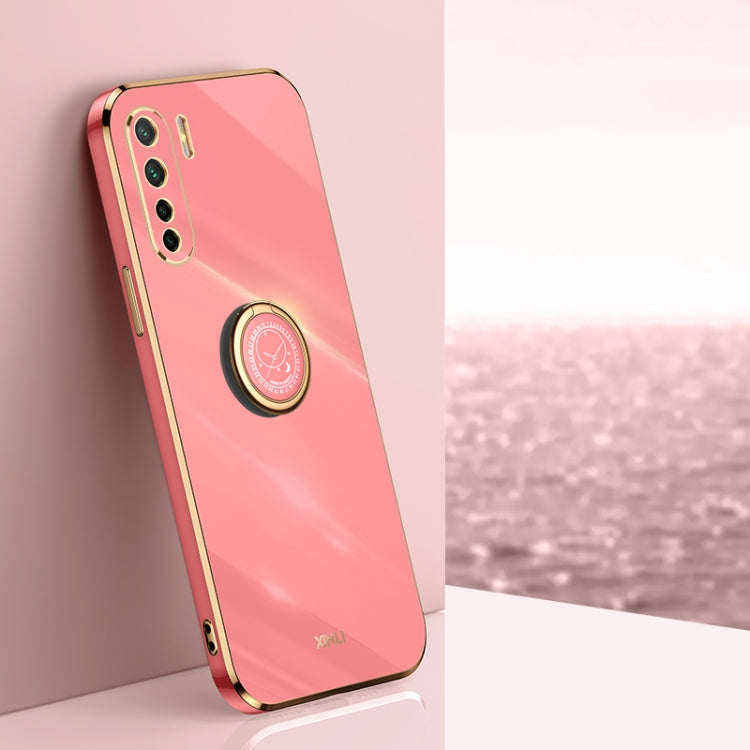 Custodia antiurto in TPU con bordo in oro placcato 6D dritto XINLI con supporto per anello, For OPPO A55 5G, For OPPO A72, For OPPO A91