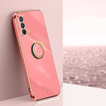 Custodia antiurto in TPU con bordo in oro placcato 6D dritto XINLI con supporto per anello, For OPPO Find X3 Pro, For OPPO K9, For OPPO Reno4
