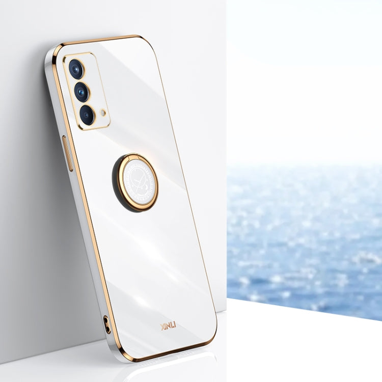 Custodia antiurto in TPU con bordo in oro placcato 6D dritto XINLI con supporto per anello, For OPPO Find X3 Pro, For OPPO K9, For OPPO Reno4