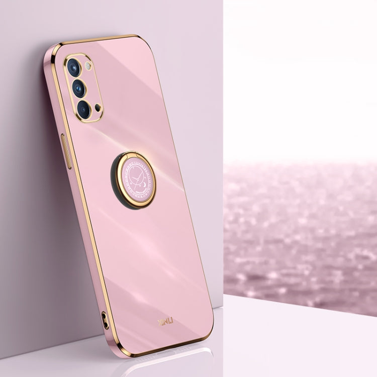 Custodia antiurto in TPU con bordo in oro placcato 6D dritto XINLI con supporto per anello, For OPPO Find X3 Pro, For OPPO K9, For OPPO Reno4