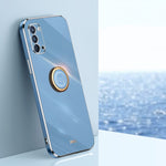 Custodia antiurto in TPU con bordo in oro placcato 6D dritto XINLI con supporto per anello, For OPPO Find X3 Pro, For OPPO K9, For OPPO Reno4