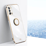 Custodia antiurto in TPU con bordo in oro placcato 6D dritto XINLI con supporto per anello, For OPPO Find X3 Pro, For OPPO K9, For OPPO Reno4