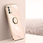 Custodia antiurto in TPU con bordo in oro placcato 6D dritto XINLI con supporto per anello, For OPPO Find X3 Pro, For OPPO K9, For OPPO Reno4