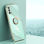 Custodia antiurto in TPU con bordo in oro placcato 6D dritto XINLI con supporto per anello, For OPPO Find X3 Pro, For OPPO K9, For OPPO Reno4