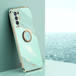 Custodia antiurto in TPU con bordo in oro placcato 6D dritto XINLI con supporto per anello, For OPPO Reno5 Pro, For OPPO Reno5 Pro+, For OPPO Reno6 5G