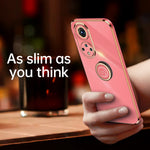 Custodia antiurto in TPU con bordo in oro placcato 6D dritto XINLI con supporto per anello, For Honor 50 Pro