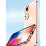 Custodia antiurto in TPU con bordo in oro placcato 6D dritto XINLI con supporto per anello, For Honor 50 Pro