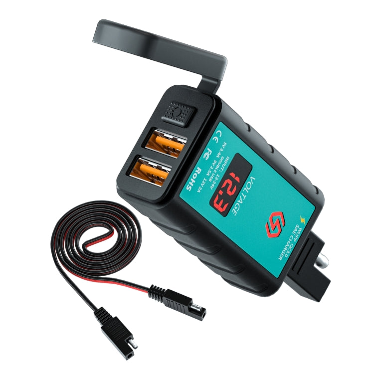 Caricabatterie doppio USB rapido per moto DC12-24V con voltmetro