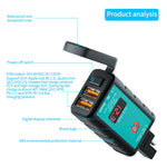 Caricabatterie doppio USB rapido per moto DC12-24V con voltmetro