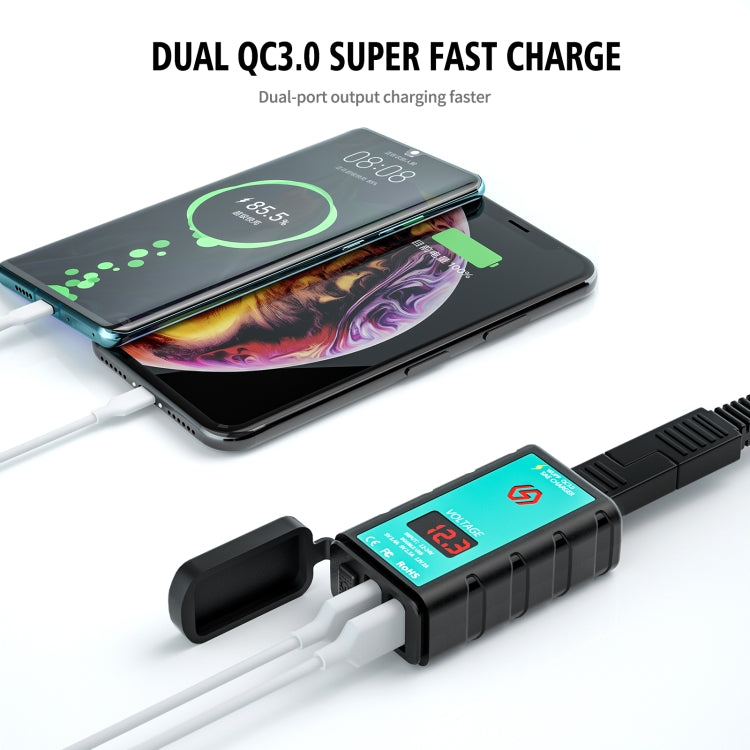 Caricabatterie doppio USB rapido per moto DC12-24V con voltmetro