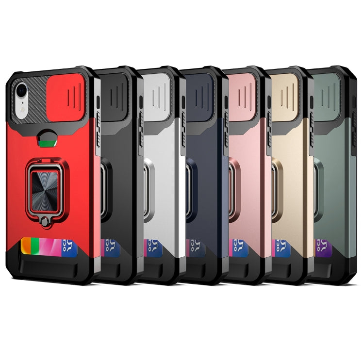 Cover scorrevole PC TPU con slot carte per iPhone XR