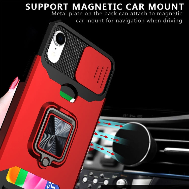 Cover scorrevole PC TPU con slot carte per iPhone XR