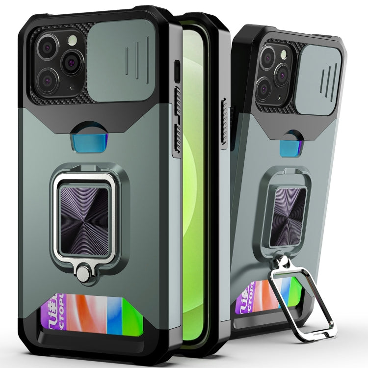 Cover scorrevole PC TPU con slot carte per iPhone XR