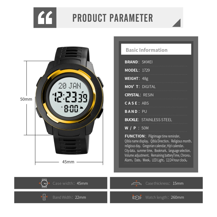 SKMEI 1729 Orologio elettronico multifunzione LED