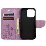 Custodia portafoglio in pelle con motivo farfalla per iPhone 13 P