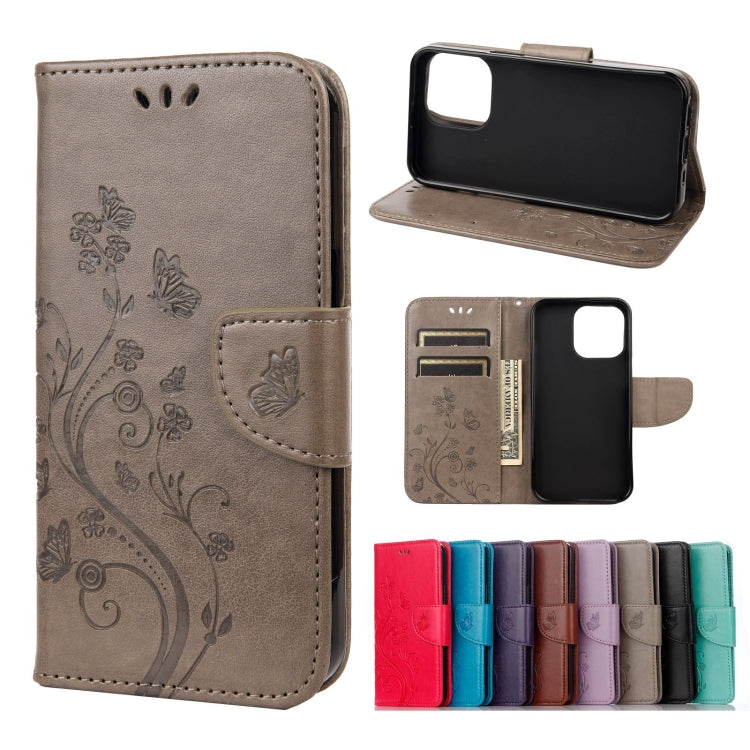 Custodia portafoglio in pelle con motivo farfalla per iPhone 13 P