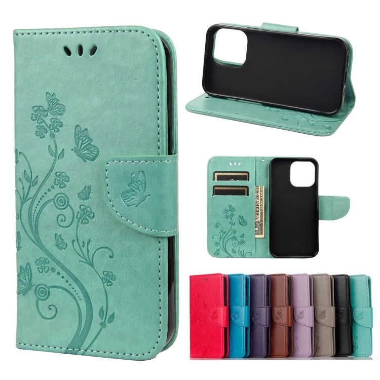 Custodia portafoglio in pelle con motivo farfalla per iPhone 13 P