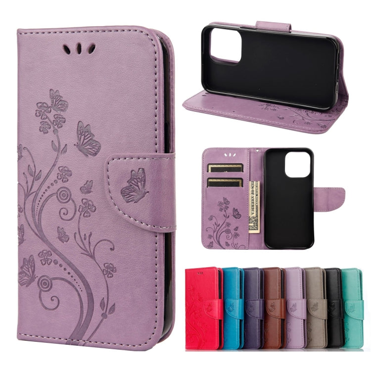 Custodia portafoglio in pelle con motivo farfalla per iPhone 13 P