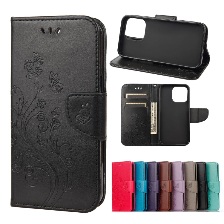 Custodia portafoglio in pelle con motivo farfalla per iPhone 13 P