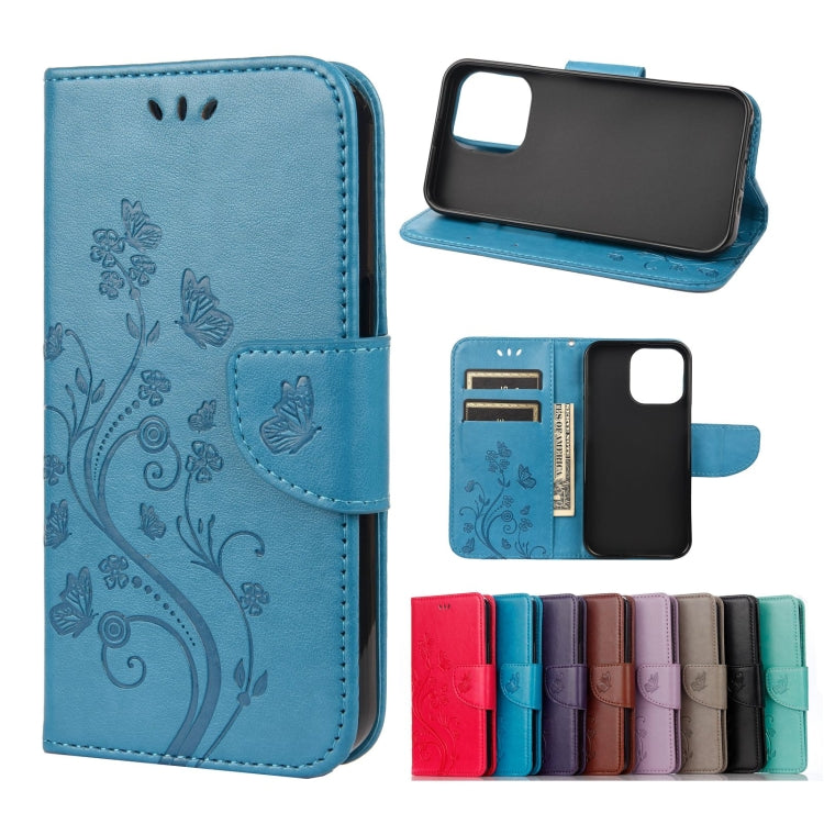 Custodia portafoglio in pelle con motivo farfalla per iPhone 13 P
