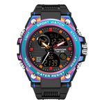 Orologio sportivo al quarzo con doppio display digitale luminoso