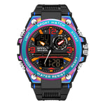 Orologio sportivo al quarzo con doppio display digitale luminoso