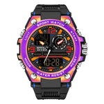Orologio sportivo al quarzo con doppio display digitale luminoso