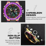 Orologio sportivo al quarzo con doppio display digitale luminoso