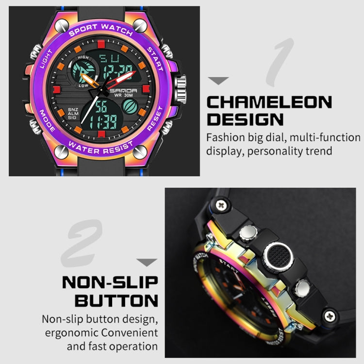 Orologio sportivo al quarzo con doppio display digitale luminoso