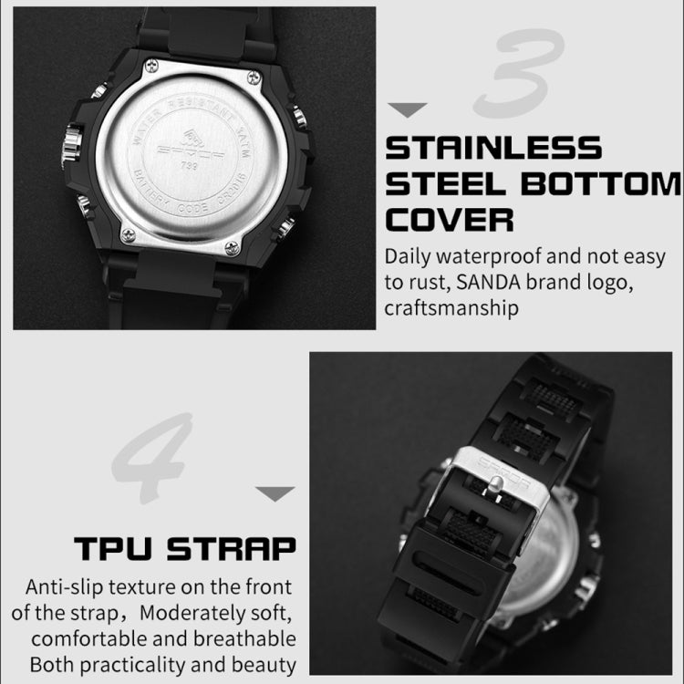 Orologio sportivo al quarzo con doppio display digitale luminoso