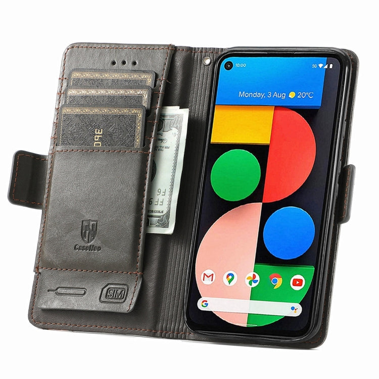 CustodiaNeo Business Custodia in pelle PU con doppia fibbia magnetica con giunzione orizzontale con supporto, slot per carte e portafoglio, For Google Pixel 5a 5G