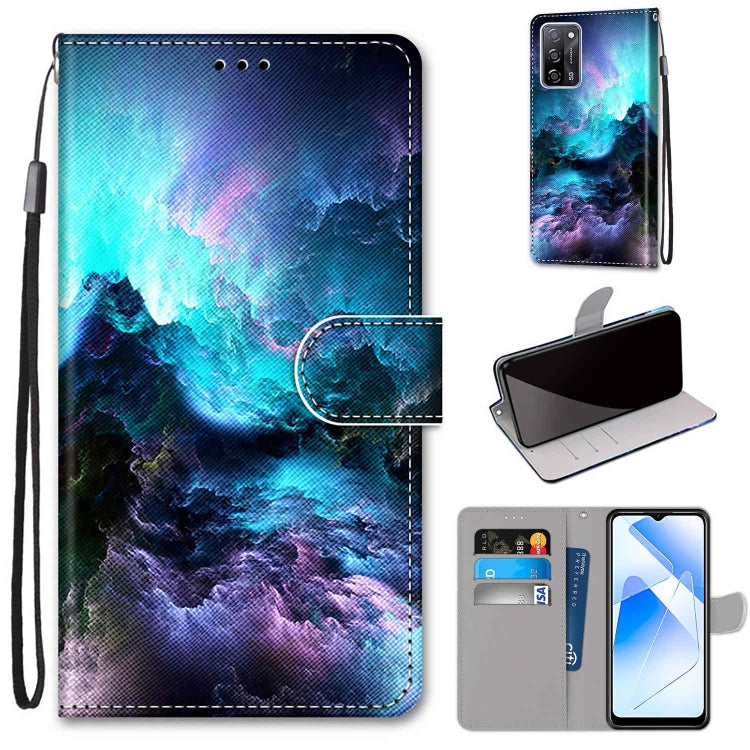 Custodia in pelle PU a vibrazione orizzontale con motivo incrociato colorato con supporto e slot per carte e portafoglio e cordino, For OPPO A55 5G / A54 4G / A53s 5G / A16 4G
