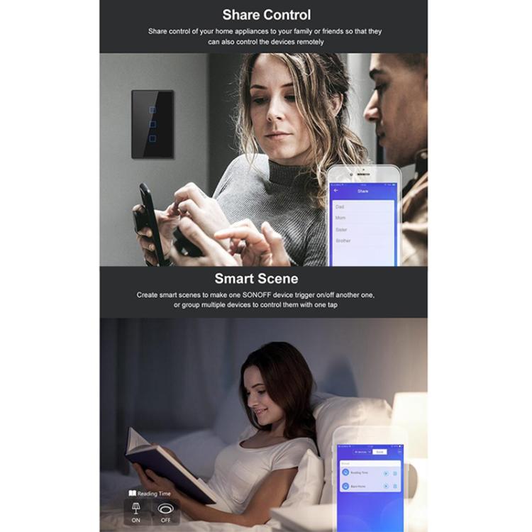 Interruttore tattile WiFi Sonoff T3 US-TX con telecomando RF