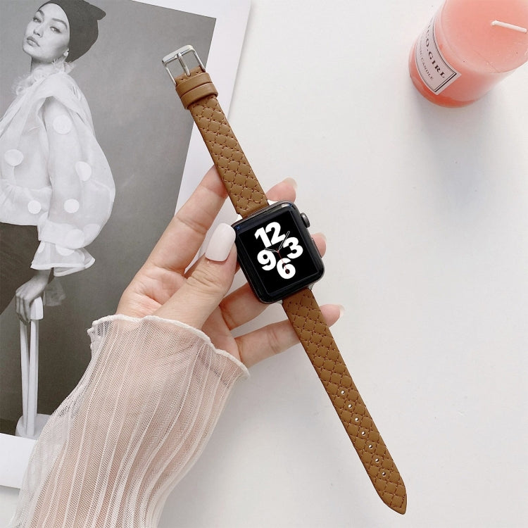 Cinturino in pelle a scacchi per Apple Watch compatibile