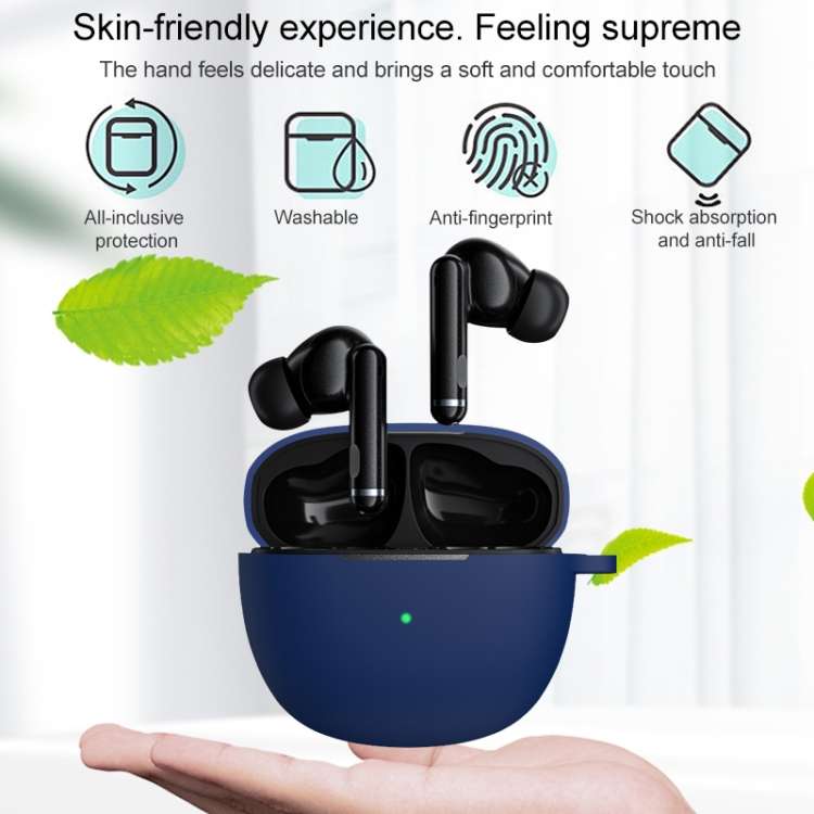 Custodia protettiva in silicone per auricolari QCY HT03 con gancio