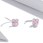 Orecchini a bottone donna fiori rosa argento S925