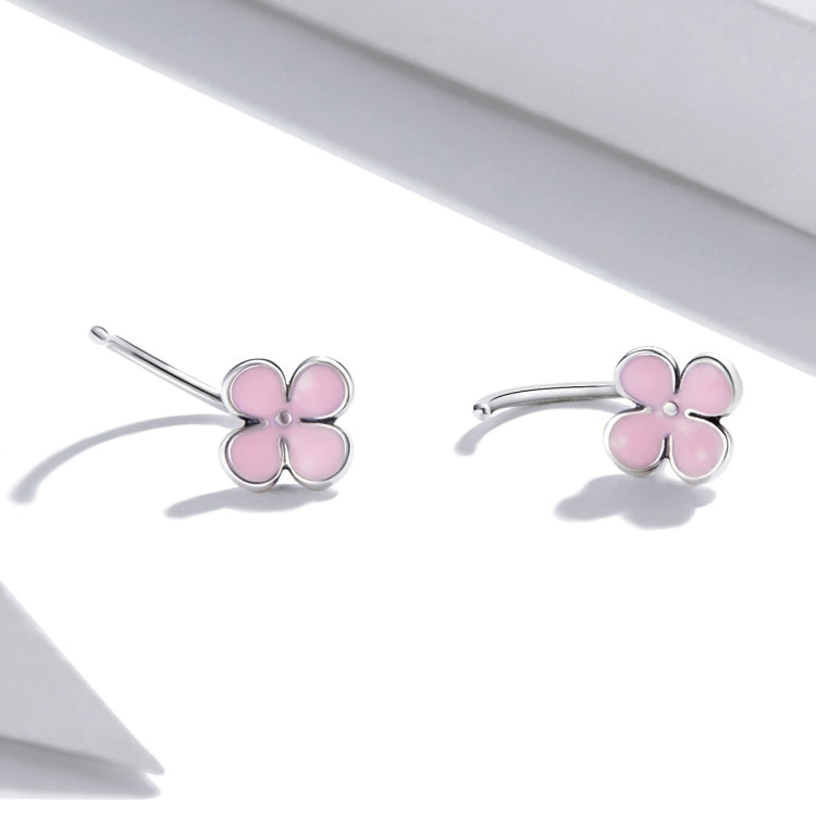 Orecchini a bottone donna fiori rosa argento S925