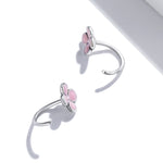 Orecchini a bottone donna fiori rosa argento S925