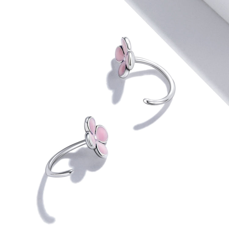 Orecchini a bottone donna fiori rosa argento S925