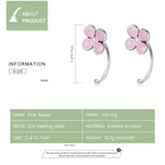 Orecchini a bottone donna fiori rosa argento S925