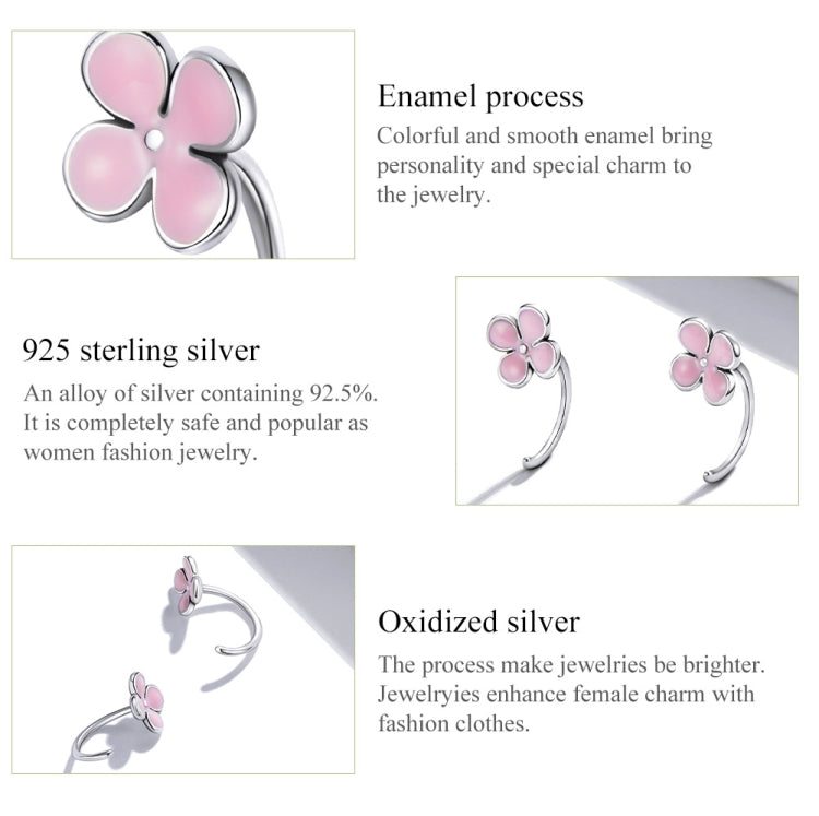 Orecchini a bottone donna fiori rosa argento S925