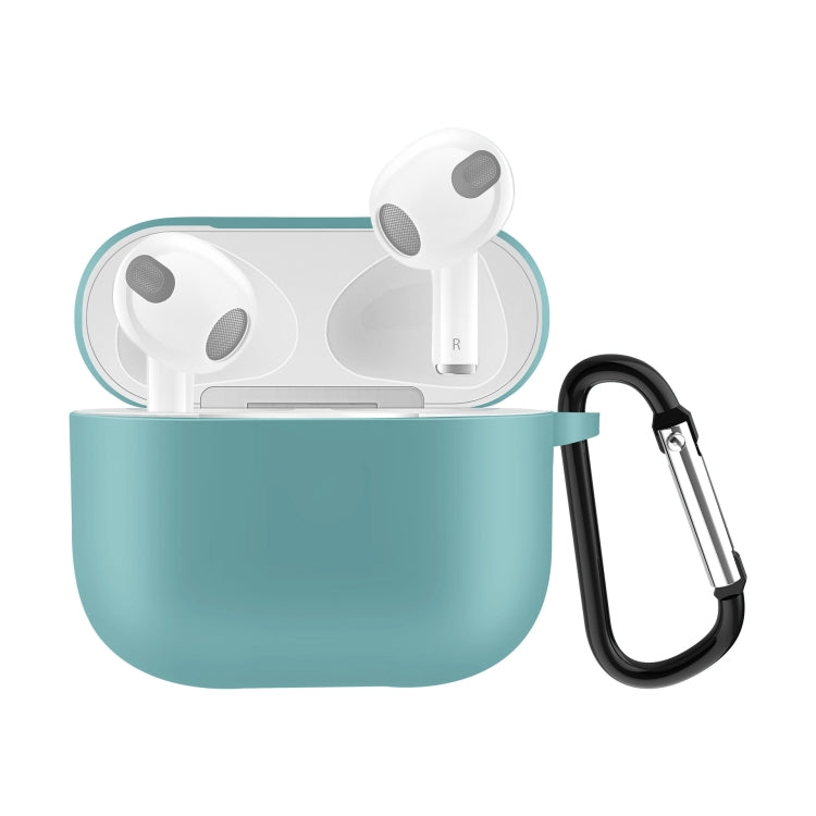 Custodia protettiva per auricolari in silicone tinta unita per AirPods 3, con gancio
