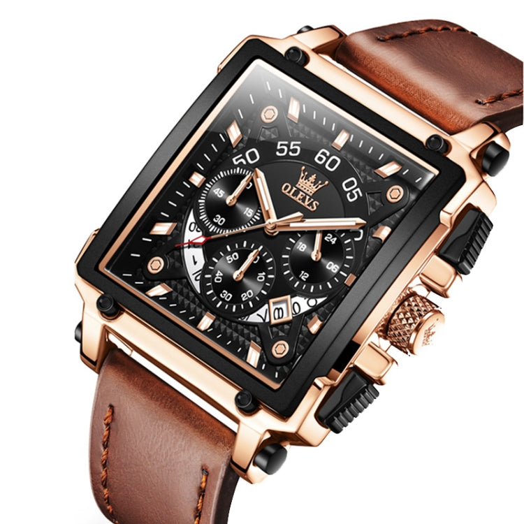 Orologio cronografo Olevs 9919 quadrante quadrato uomo