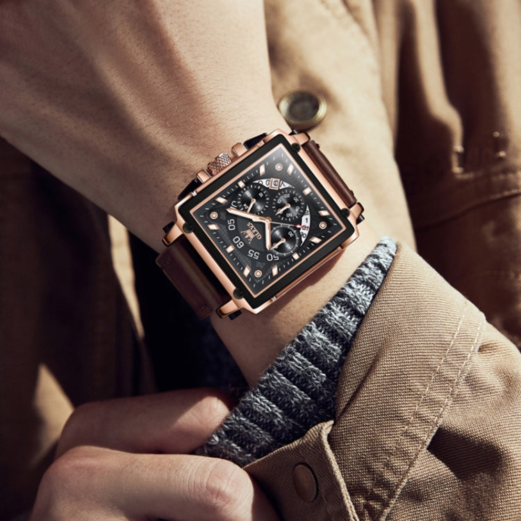 Orologio cronografo Olevs 9919 quadrante quadrato uomo