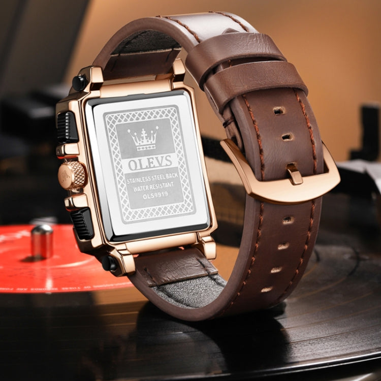 Orologio cronografo Olevs 9919 quadrante quadrato uomo