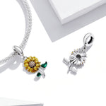 Ciondolo girasole in argento sterling 925 per gioielli fai da te